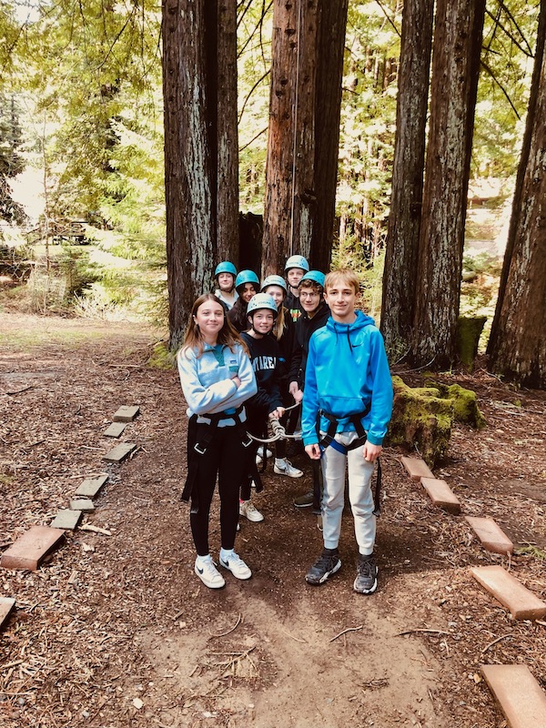 Students in front of redwoods